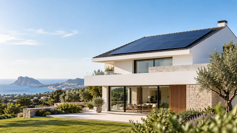 Vivienda contemporánea con instalación solar fotovoltaica